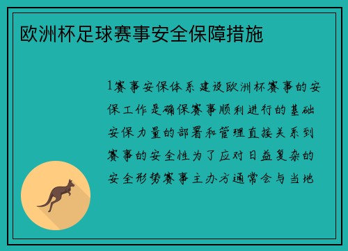 欧洲杯足球赛事安全保障措施